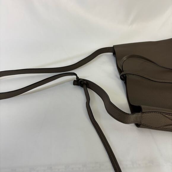 Michael Kors Junie Large Pebbled Leather Messenger Green Taupe Shoulder Bag - Picture 12 of 14